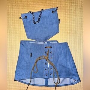 ZEMETA denim tube top and bag set